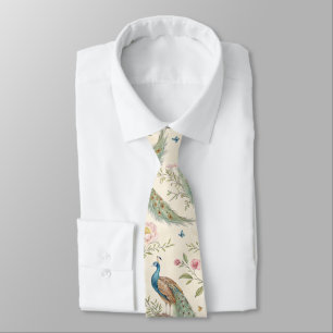 Cravate Paon Élégant Floral Vintage (7)