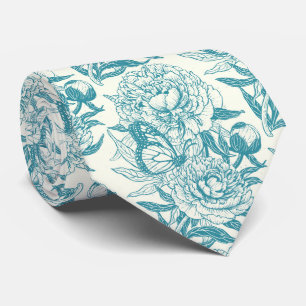 Cravate Papier à peintres et papillons, lagon Bleu