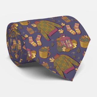Cravate Papier d'enveloppement Motif d'automne pourpre