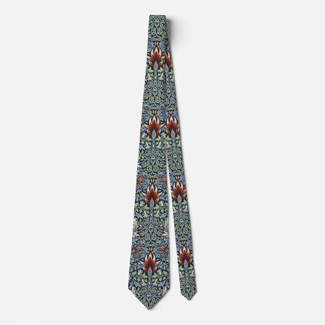 Cravate Papier peint floral Morris Navy Blue Snakeshead (Devant)