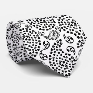 Cravate Papiers Et Coeurs Noirs Et Blancs Paisley Print