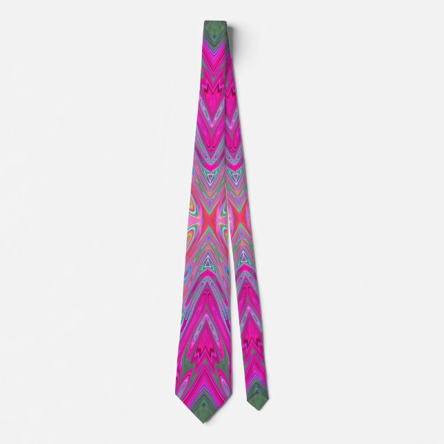 Cravate Papillon Abstrait Rose, Aqua et Magenta Trippy (Devant)