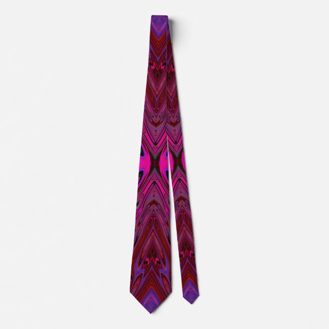 Cravate Papillon Abstrait Rose Chaude, Rouge et Bleu Tripp (Devant)