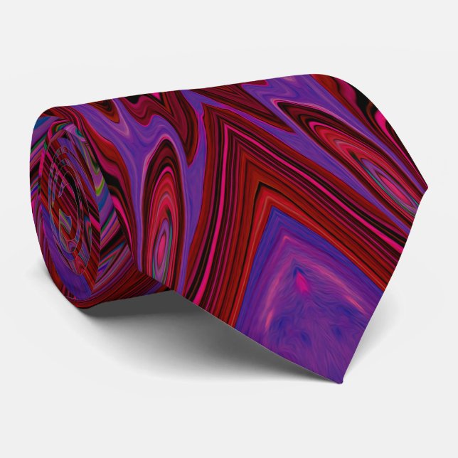 Cravate Papillon Abstrait Rose Chaude, Rouge et Bleu Tripp (Roulé)