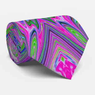 Cravate Papillon Abstrait Tripant Violet, Orange et Vert