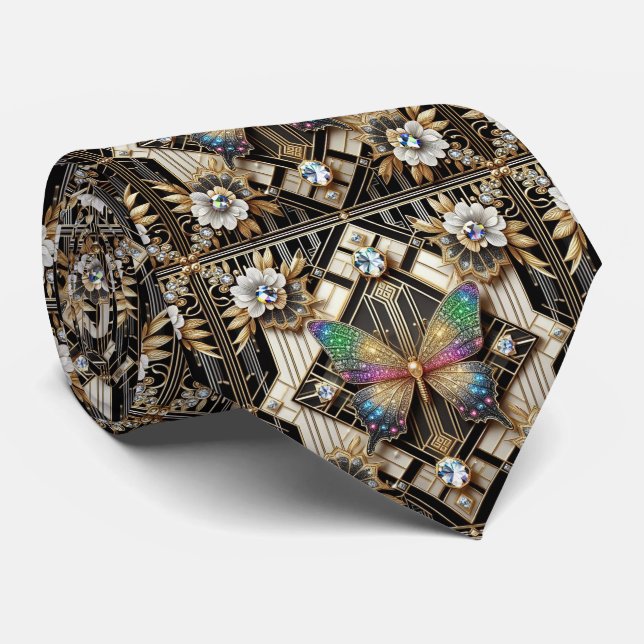 Cravate Papillon Arc-en-ciel Art Déco Rétro Nouveau (Roulé)