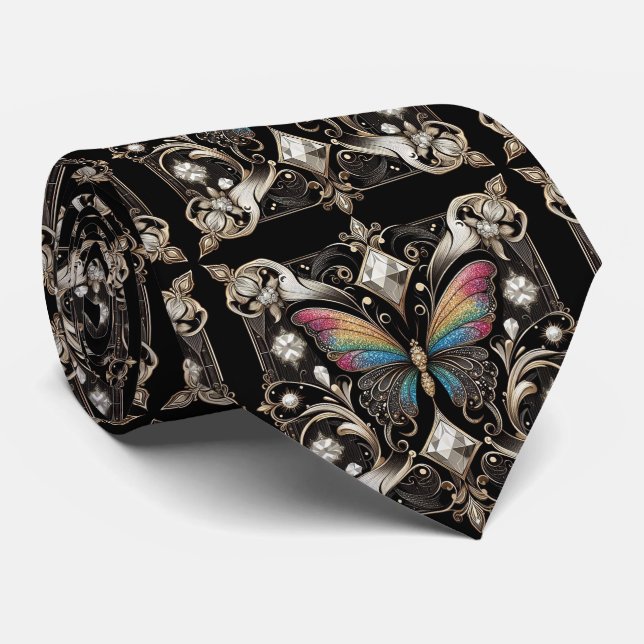 Cravate Papillon Arc-en-ciel Art Déco Rétro Nouveau (Roulé)