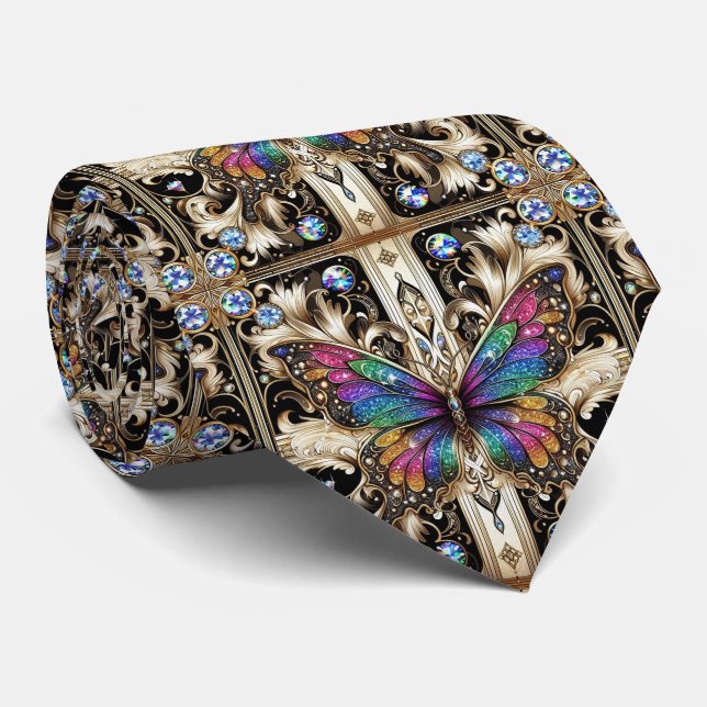 Cravate Papillon Arc-en-ciel Art Déco Rétro Nouveau (Roulé)