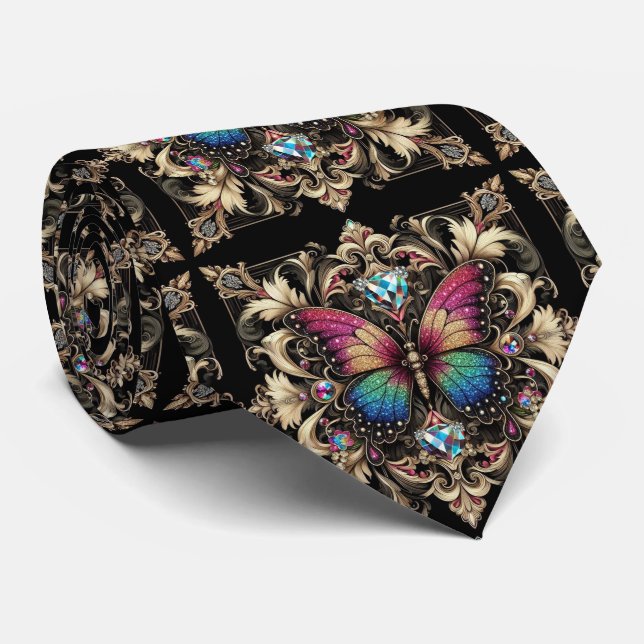 Cravate Papillon arc-en-ciel Art Déco rétro Nouveau (Roulé)