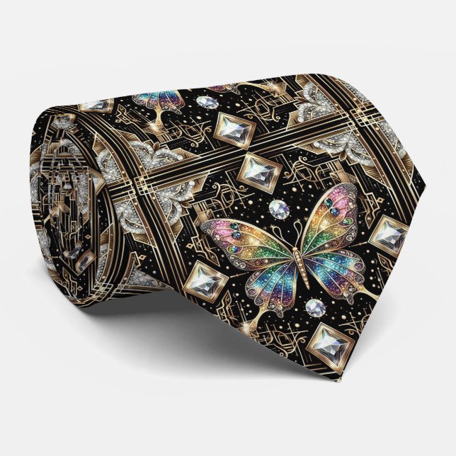 Cravate Papillon arc-en-ciel Art Déco rétro Nouveau (Roulé)
