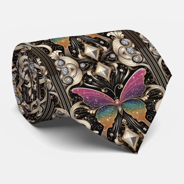 Cravate Papillon Arc-en-Ciel Art Déco Rétro Nouveau (Roulé)