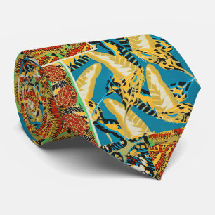 Cravate Papillon Art Déco Jaune et Turquoise Vibrants