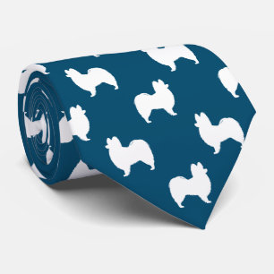 Cravate Papillon Chien Silhouettes Motif Bleu et Blanc