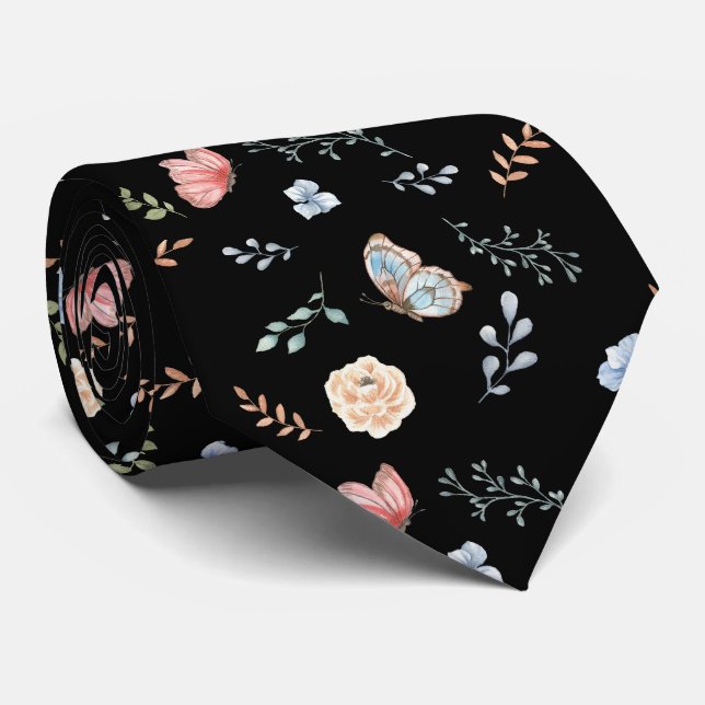 Cravate Papillon de nuit à motif floral (Roulé)