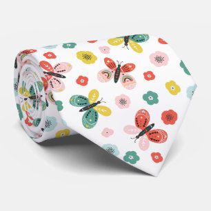 Cravate Papillon et motif floral