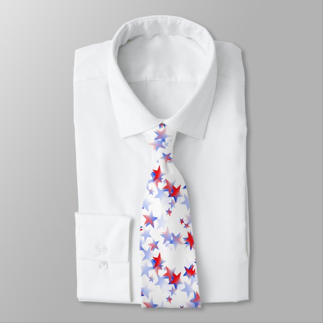 Cravate Papillon graphique bleu, blanc, rouge indépendant (Attaché)