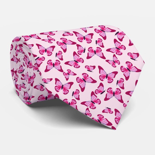 Cravate Papillon Motif Plutôt rose violet (Roulé)