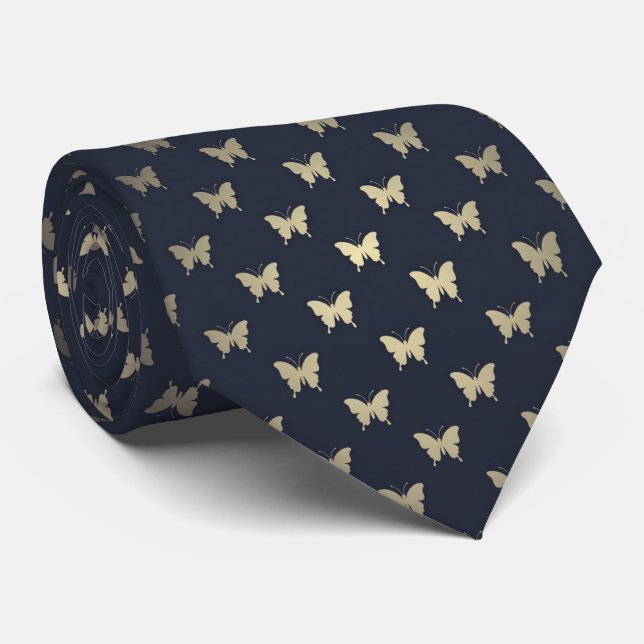 Cravate Papillon Navy Elégant  (Roulé)
