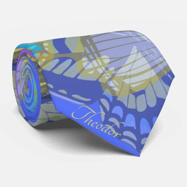 Cravate Papillon Or Chic Bleu Jaune (Roulé)