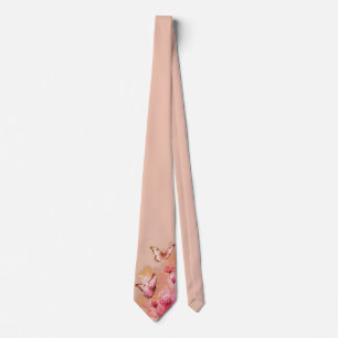 Cravate Papillon Rose Pâle & Collier Floral