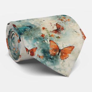 Cravate Papillon sarcelle Jardin anglais floral vintage