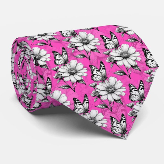 Cravate Papillon Sur Flower Motif Design rose (Créateur téléchargé)