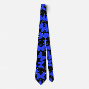 Cravate Papillons bleus Motif C01.b Black BG