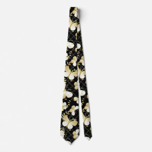 Cravate Papillons dorés Motif 20.bw Black BG