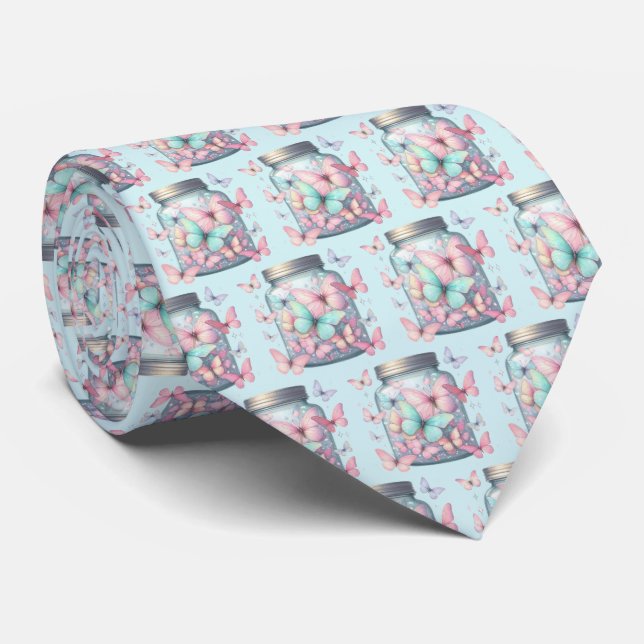 Cravate Papillons Fantaisistes dans un Motif de Pot (Roulé)