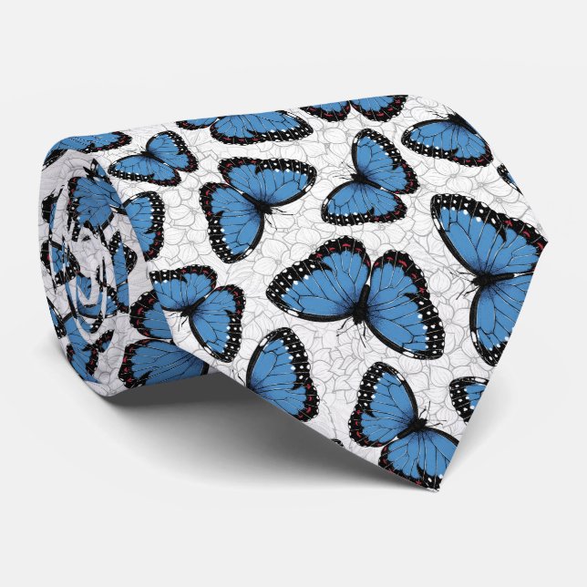 Cravate Papillons morpho bleu (Roulé)