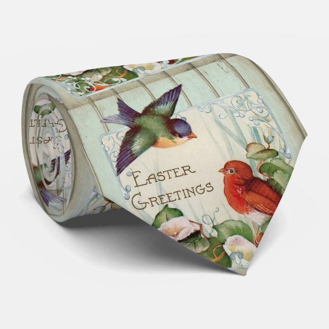 Cravate Pâques Printemps Vintage  (Roulé)