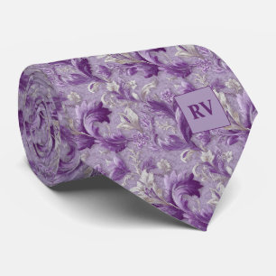 Cravate Parchemin Botanique Violet Doux