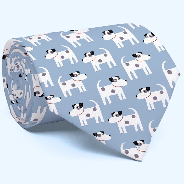 Cravate Parson Jack Russell Terrier Chien Motif bleu (Jack Russell Parson Terrier dog pattern tie for animal lovers)