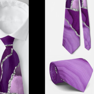 Cravate Parties scintillant d'Agate d'Argent Violet Cravat