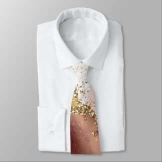 Cravate Parties scintillant d'or rose blanc noir marbre d'