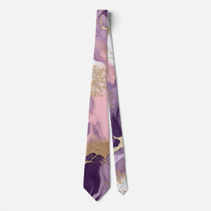 Cravate Parties scintillant en marbre rose violet or