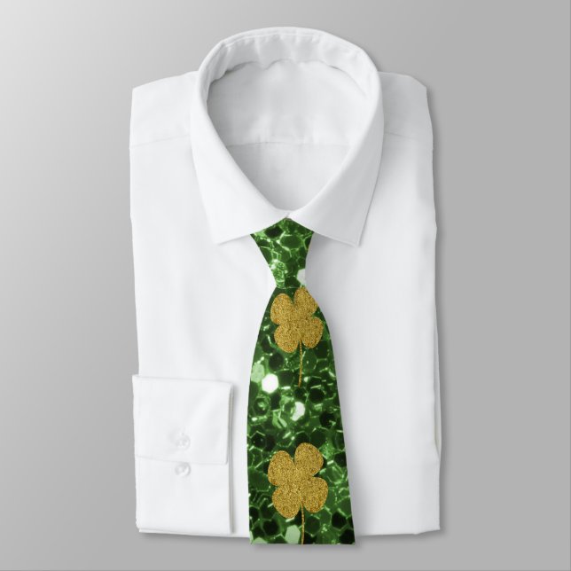 Cravate Parties scintillant Golden Shamrock Green Faux (Attaché)