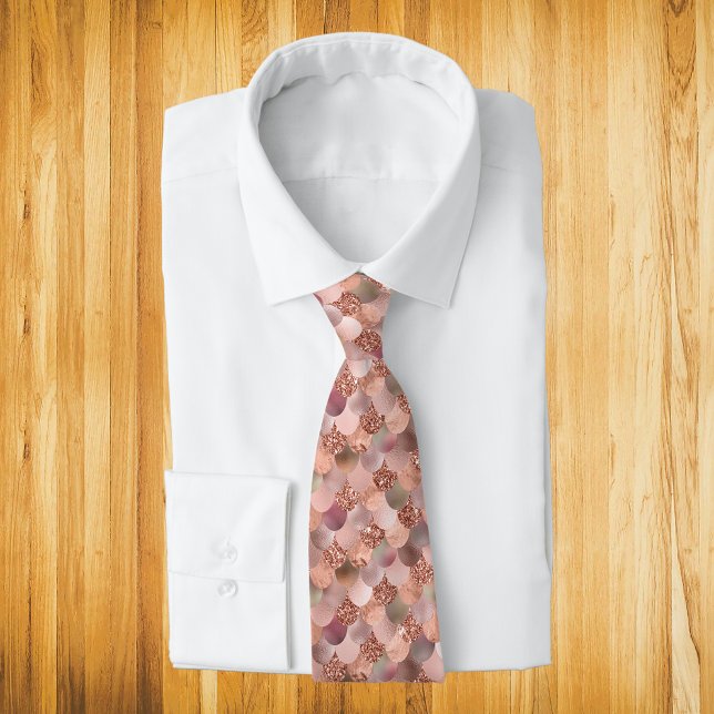 Cravate Parties scintillant or Rose unique Étales de sirèn (Créateur téléchargé)