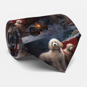 Cravate Parure de Noël Traîneau Poodle Snowy