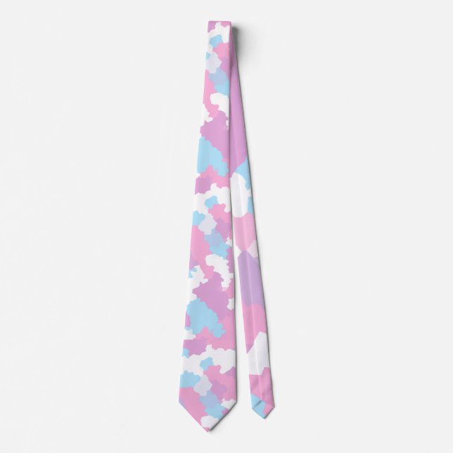 Cravate Pastel Camouflage Motif d'art Abstrait (Devant)