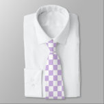 Cravate Pastel Checkerboard Checks Motif Retro Lilac<br><div class="desc">Cool à damiers motif cravate design. Pastel lilac lavande violet violet et blanc petits chèques col motif damier.</div>
