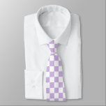 Cravate Pastel Checkerboard Checks Motif Retro Lilac<br><div class="desc">Cool à damiers motif cravate design. Pastel lilac lavande violet violet et blanc petits chèques col motif damier.</div>