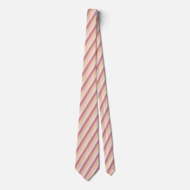 Cravate Pastel couleurs bonbons diagonales rayures motif (Devant)