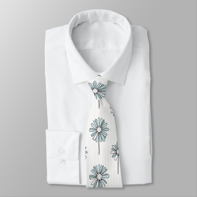 Cravate Pastel Daisy Dessin au Trait Rayure (Attaché)