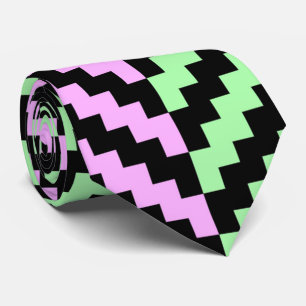 Cravate Pastel et Chevron Géométrique Noir