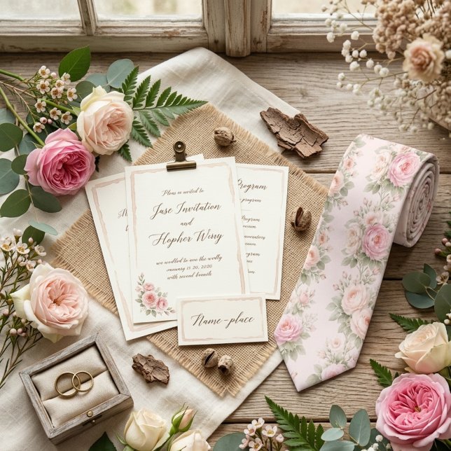 Cravate Pastel Florals Ivory Watercolor Pattern (Créateur téléchargé)