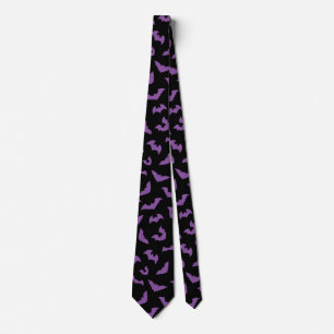 Cravate Pastel goth éffrayante chauve-souris violette noi