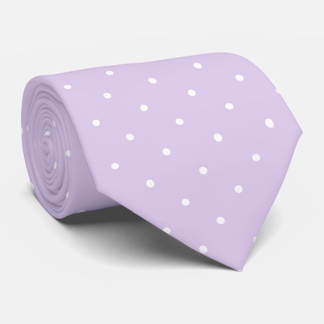 Cravate Pastel Lilac et White Polka Dot Motif (Roulé)