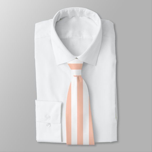 Cravate Pastel Orange Peach Stripes Couleur Solide (Attaché)