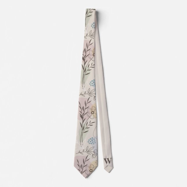 Cravate Pastel Wildflower Collage – Chic Floral Geometric  (Devant)